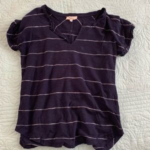 Madewell blue and white striped short sleeve top